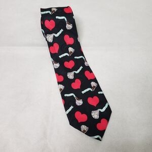 Addiction silk tie hearts and Hershey Kisses black red valentine
